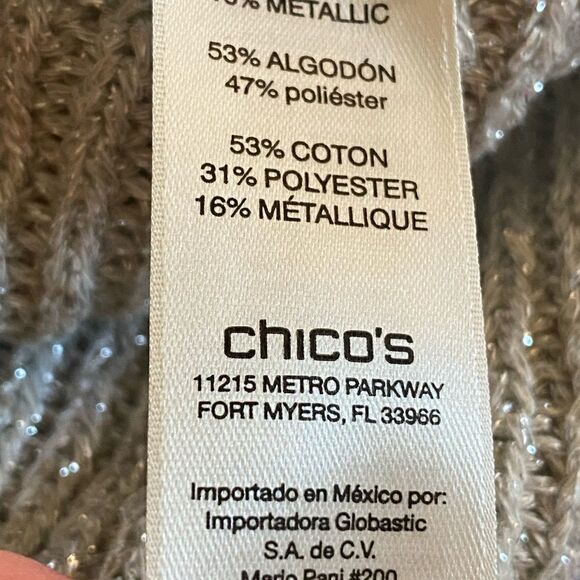 Chico’s metallic sweater 3/4 length sleeves size 2 - Picture 5 of 5